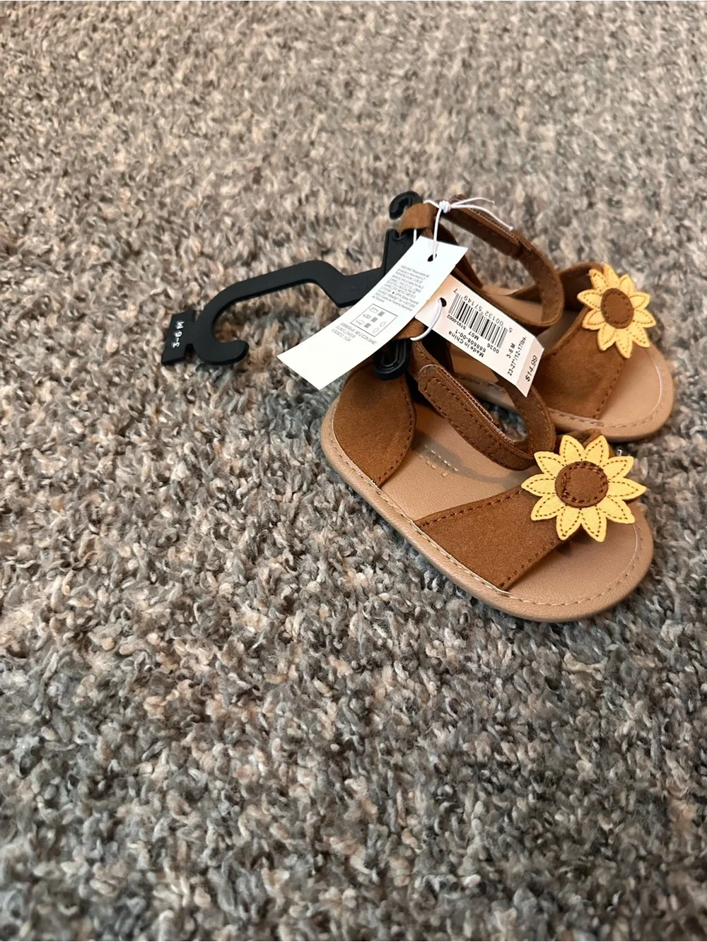 Old Navy Brown Kids Sandals with Yellow Sunflower